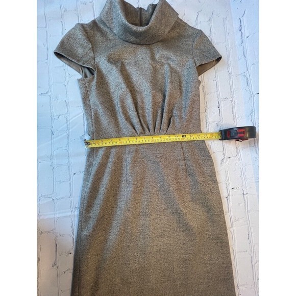Escada Brown Silver Wool Blend Lined Cowl Neck Midi Length Dress Sz US …‎ - Picture 3 of 10